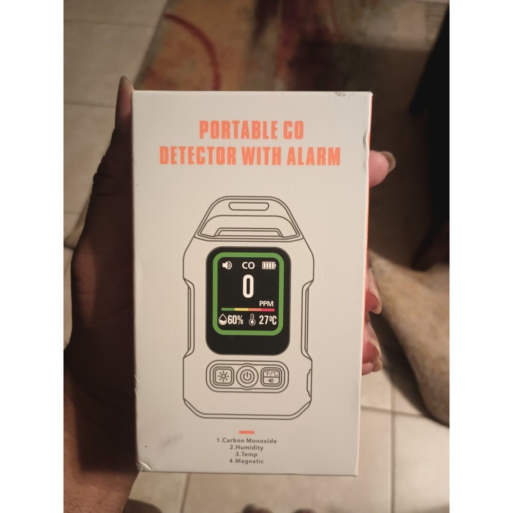 Portable 3-in-1 carbon monoxide temperature humidity detector Camp/Car/RV  Green